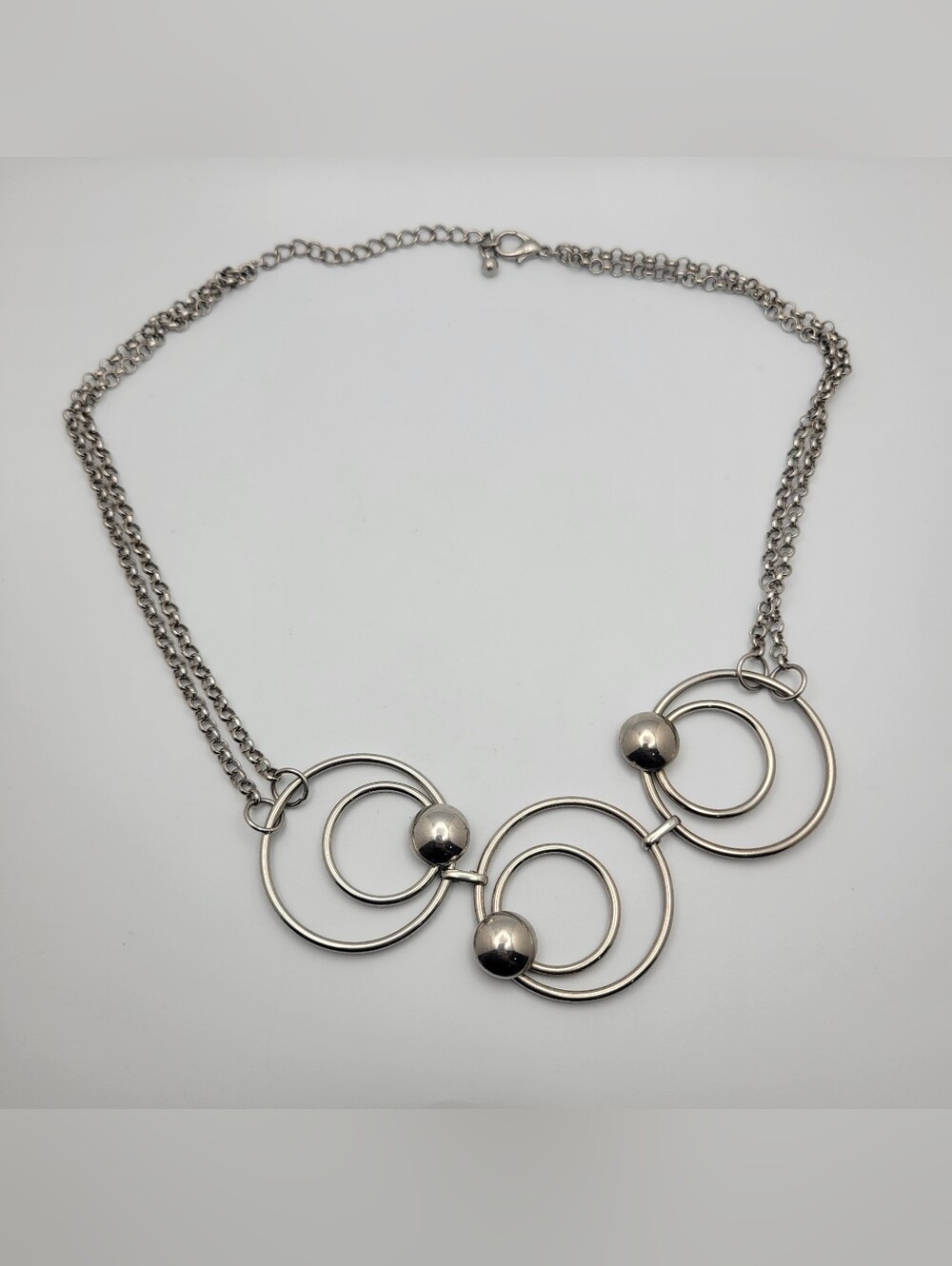 Silver Multi-Circle Statement Necklace - Women Jewelry